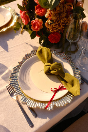 elegant vineyard gathering, serene vineyard setting featuring elegant table arrangements and ambientの写真素材