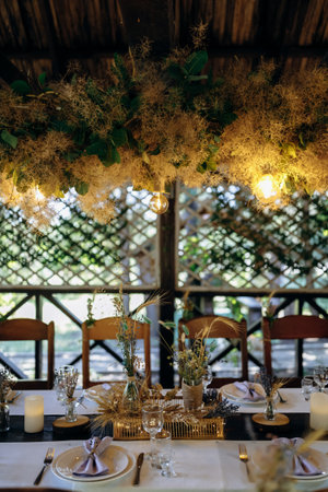 Elegant floral feast, Evening dining with candlelight ambiance