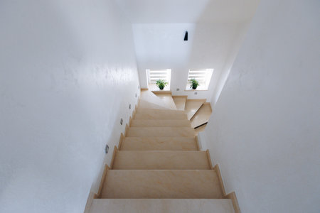 Sleek staircase design emphasizes tranquility and architectural clarity