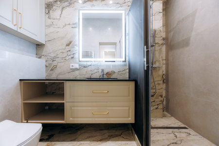 Luxurious bathroom design, Elegant marble and modern fixtures