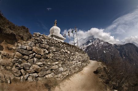 Buddhist stupa on Everest trailの写真素材