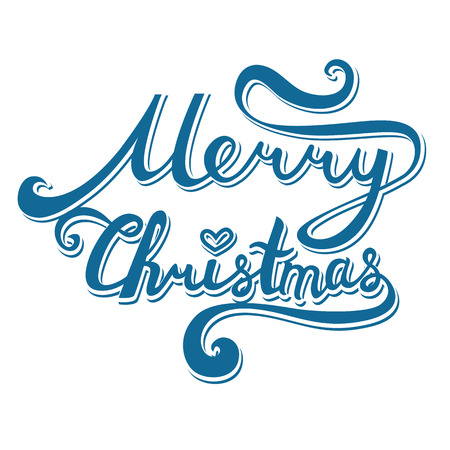 Merry Christmas inscription. Hand drawn lettering with curves. Calligraphy script on white background for your greeting cardのイラスト素材