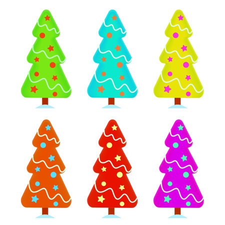 Christmas tree set. Isolated on white backgroundのイラスト素材