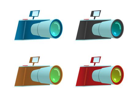 Camera four color versions. Cartoon style illustrationのイラスト素材