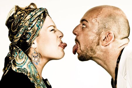 A young couple, photographed in the studio.の写真素材