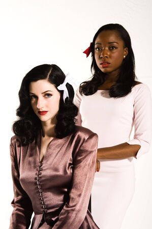 Vintage female models, photographed in the studio.の写真素材