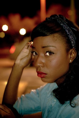 A young female model, photographed outside.の写真素材