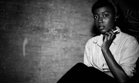 A young female model, photographed outside.の写真素材