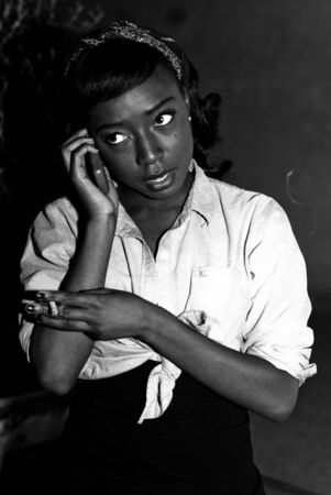 A young female model, photographed outside.の写真素材