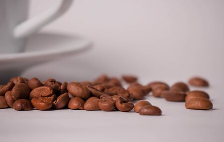 espresso cup and coffee beansの写真素材