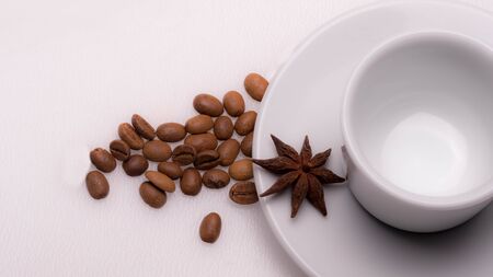 espresso cup coffee beans and aniseの写真素材