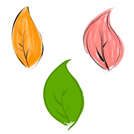 Set of hand-drawn leavesのイラスト素材