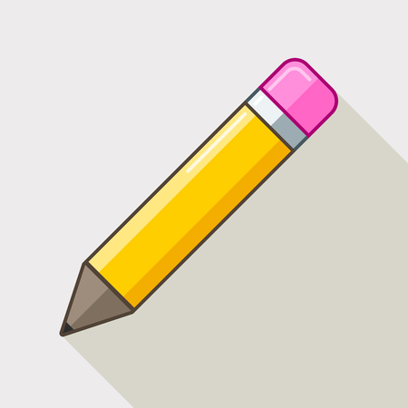 Pencil isolated, hand drawn icon with long shadowの写真素材