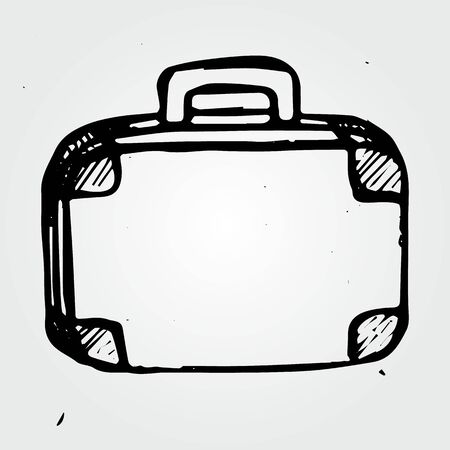 Hand drawn suitcase, doodle object, isolatedのイラスト素材