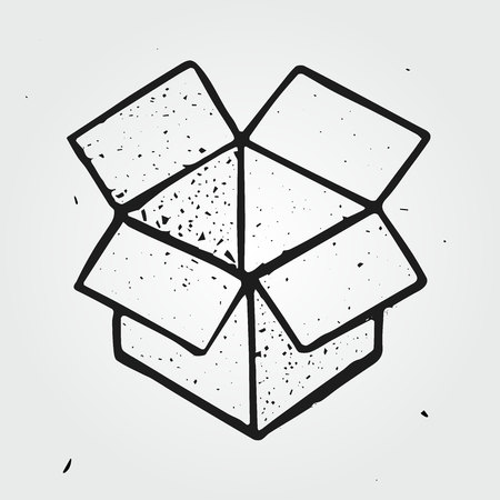 Hand drawn open box, isolated doodle iconのイラスト素材