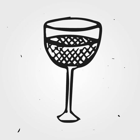 Vector doodle glass with drink, hand drawnのイラスト素材