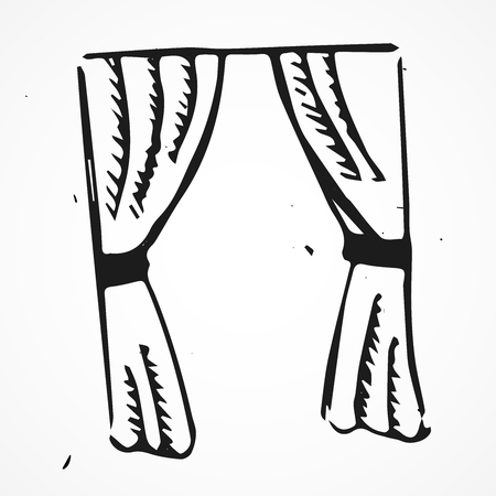 Vector doodle curtains, hand drawn object isolatedのイラスト素材