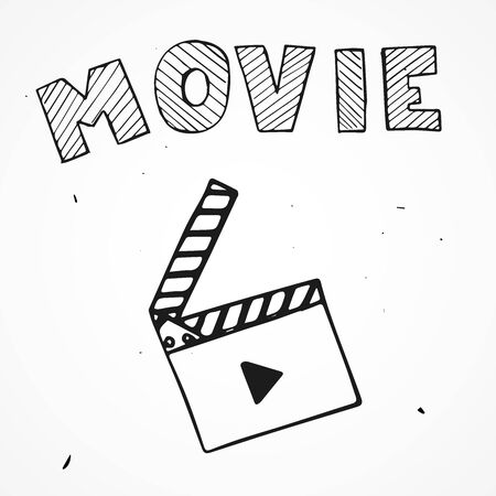 flap movie hand drawn with text, doodleのイラスト素材