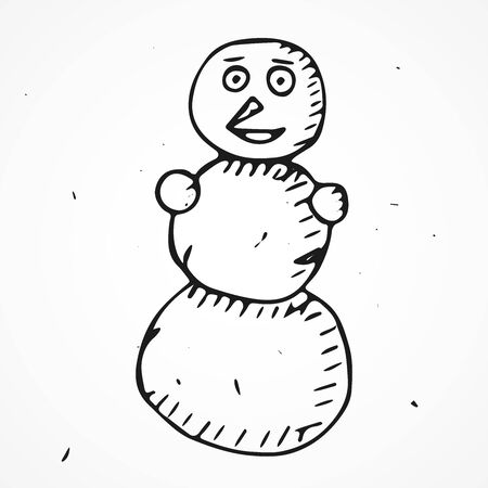Hand drawn snowman, vector doodle winter elementのイラスト素材