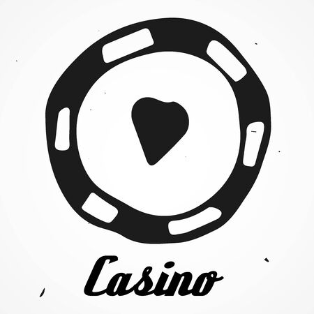 Vector casino chip Hand drawn, doodle isolatedのイラスト素材