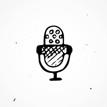 Hand drawn vector retro microphone, doodle objectのイラスト素材