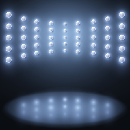 Vector stage with light bulb, Abstract sparkling background.のイラスト素材