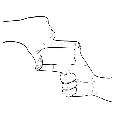 Framed with hand gestures, vector hand-drawn objectのイラスト素材