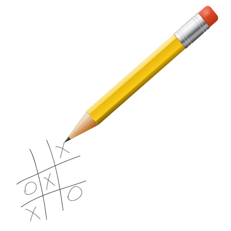 tick-tack-toe game with pencil isolated, vector illustrationのイラスト素材