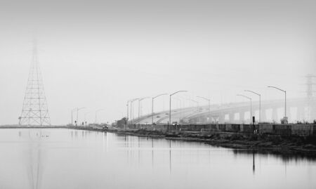 Dumbarton Bridge early morning fogの写真素材