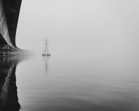 Dumbarton Bridge early morning fogの写真素材