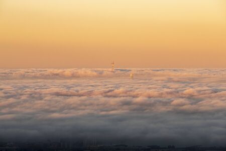 Clouds over San Francisco skyline early morning