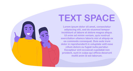 Flat style banner design with people. Emotionally images of people, place for text.のイラスト素材