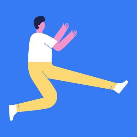 A man is in space, in different body positions. Flat illustration, conceptのイラスト素材