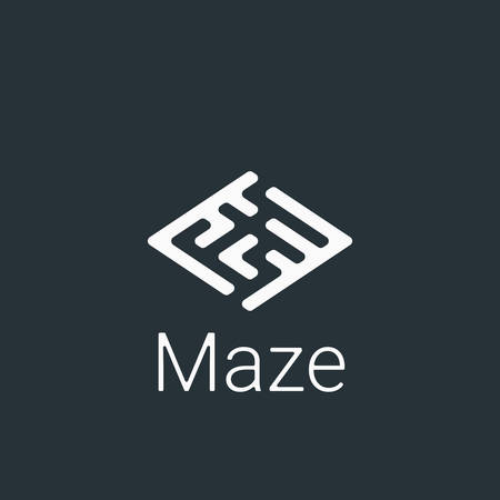 3d logo labyrinth. Modern vector symbol maze. isometric icon for logotype game, quest, corporate branding, business identity in white colorのイラスト素材