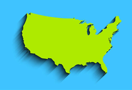 flat usa map. abstract vector background for wallpaper, banner. design concept. clearly template. minimalistic map with shadow in green, blue colorsのイラスト素材