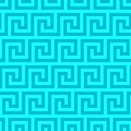 Geometric line. abstract seamless pattern with Greek antique motif. Vector illustration. Abstract background for the fabric cloth, fashion, ceramic floor, ornament textile, texture. Blue sea colorのイラスト素材