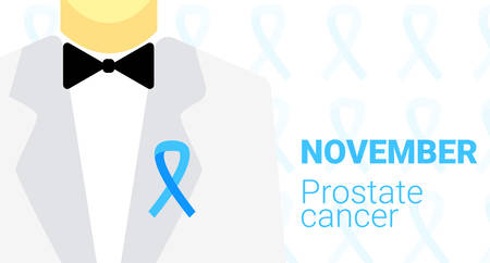 November month of prostate cancer. Blue ribbon. Men health symbol. Vector illustrationのイラスト素材