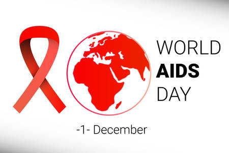 World AIDS Day 1 December. red hiv ribbon awareness. Vector illustration