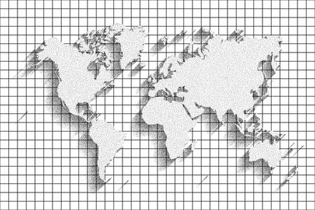World map vector in grey color background with shadow and gridのイラスト素材