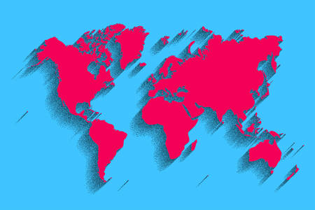 World map vector. Blue color background with shadowのイラスト素材