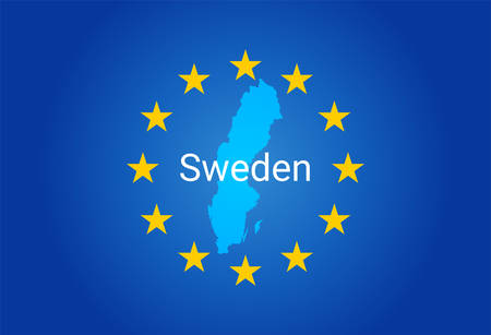 European Union flag and Map of Sweden vector.のイラスト素材