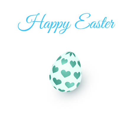 A 3d egg logo isolated green symbol of Easter. Text: Happy Easter on white background vector illustrationのイラスト素材
