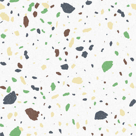 terrazzo floor texture seamless pattern. Abstract design texture for print. Geometric vector illustration. Retro art. stone repeat wallpaper. White marble rock tile.のイラスト素材