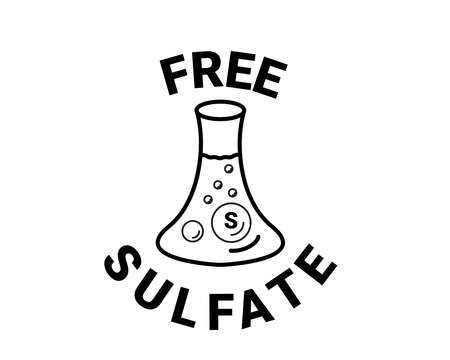 Free sulfate icon. chemical model sls. vector sign. back and white badgeのイラスト素材