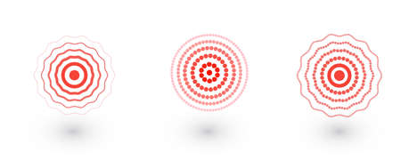 relief target of pain. wave halftone. semitone icon to indicate of back pain, neck, stomach ache, sore throat, headache. vector icon for advertisementのイラスト素材