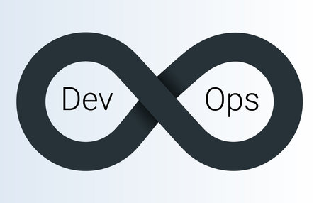 DevOps icon. software development - Dev and IT operations - Ops . loop eight logo for software technology companies. gradient iconのイラスト素材