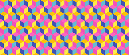 cube seamless texture. 3d isometric background pattern. Geometric illustrationのイラスト素材