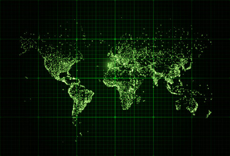Earth night map. Vector illustration of cities lights from spaceのイラスト素材