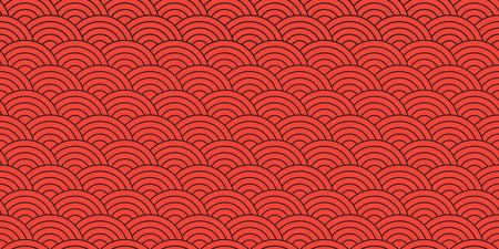chinese, fan seamless pattern. asian texture background of ramen or waveのイラスト素材