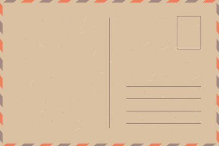 blank postcard template with place for stamp. craft paper airmail textureのイラスト素材